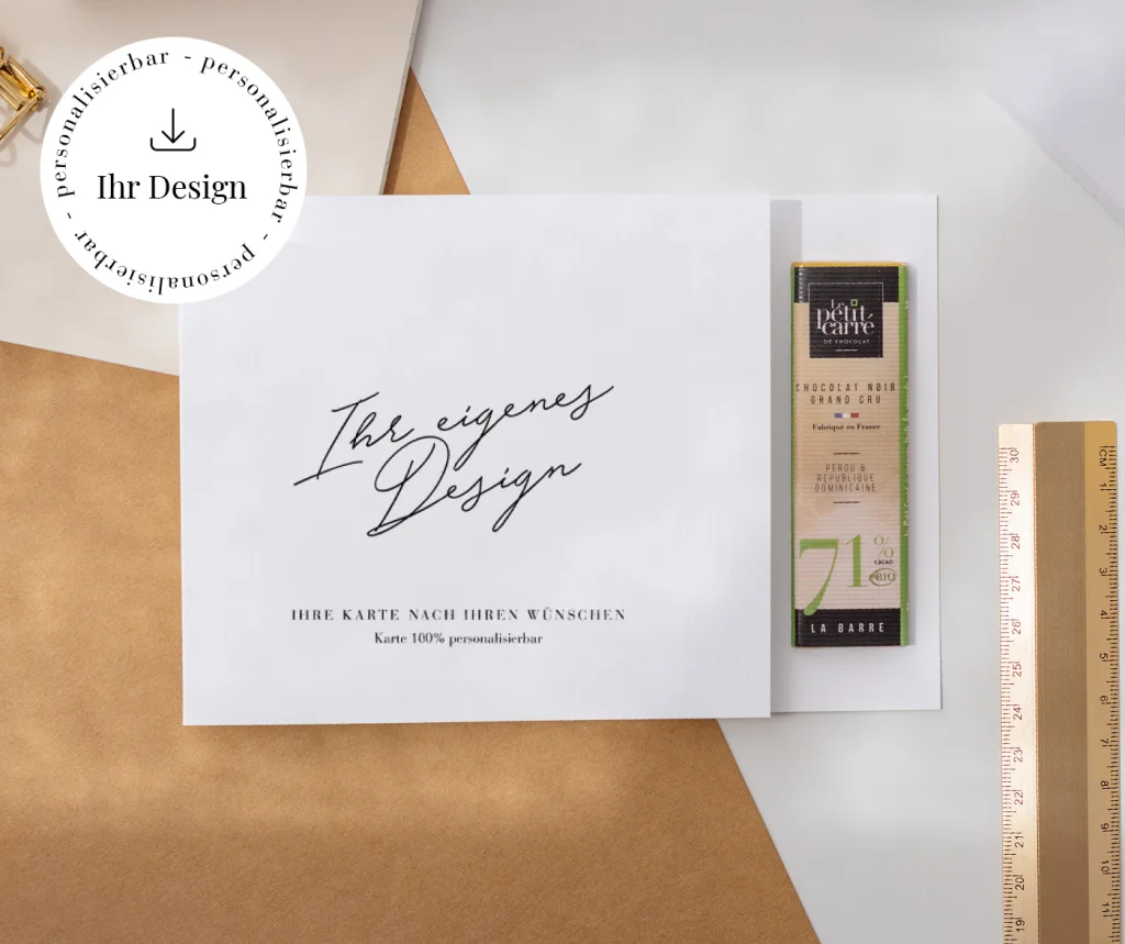 Karte mit Schokolade 100% personalisierbar