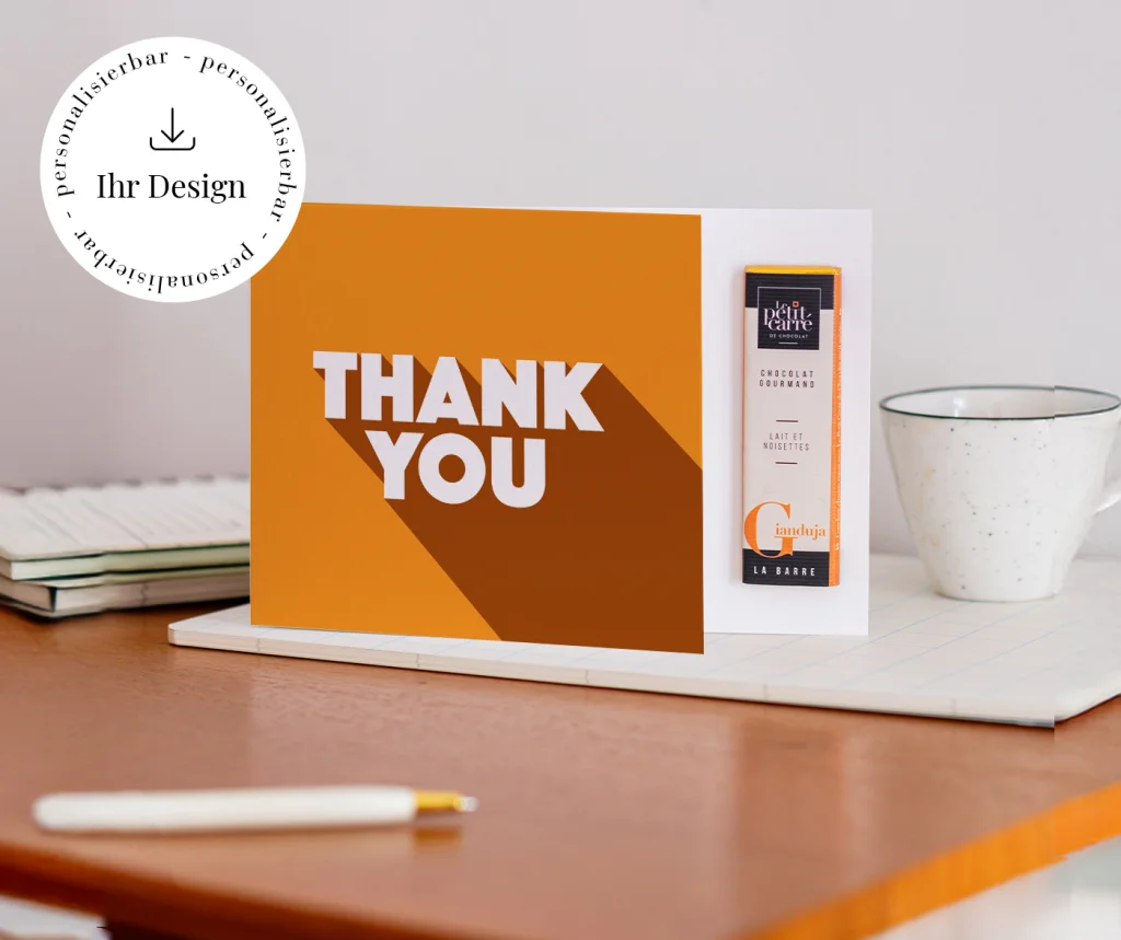 Karte mit Schokolade 100% personalisierbar