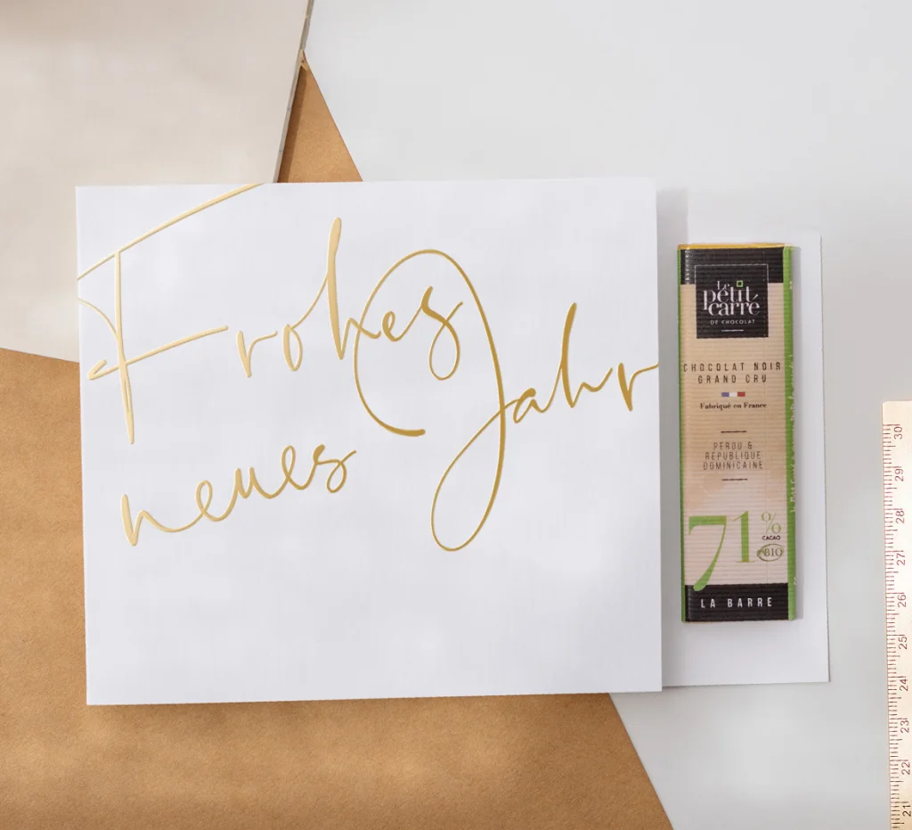 Karte mit Schokoladenriegel